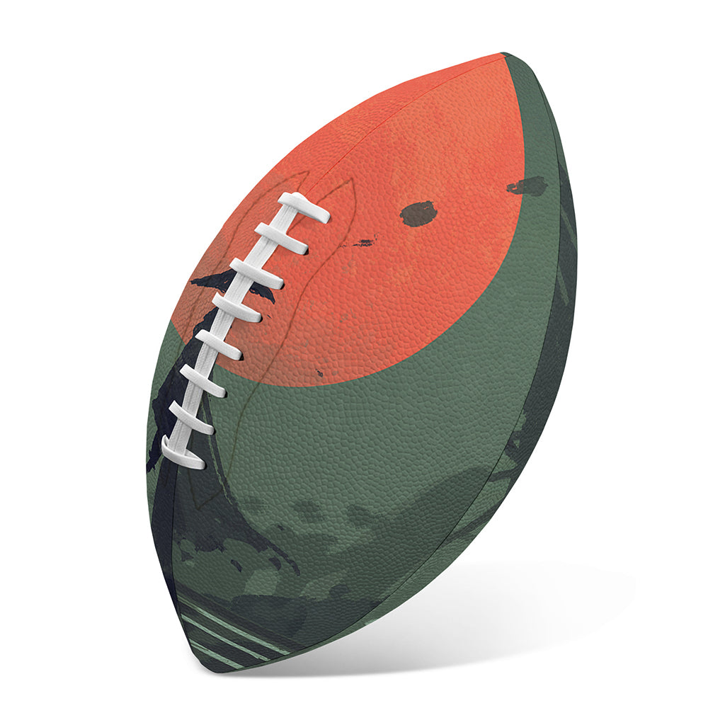 Red Moon Samurai Print Rugby Ball