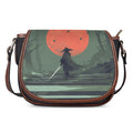 Red Moon Samurai Print Saddle Bag
