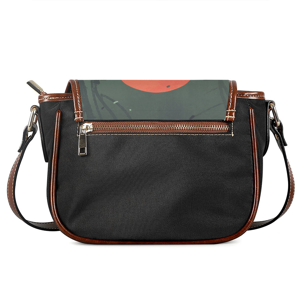 Red Moon Samurai Print Saddle Bag