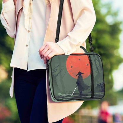 Red Moon Samurai Print Shoulder Strap Bible Bag