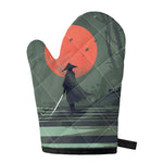 Red Moon Samurai Print Single Oven Mitt