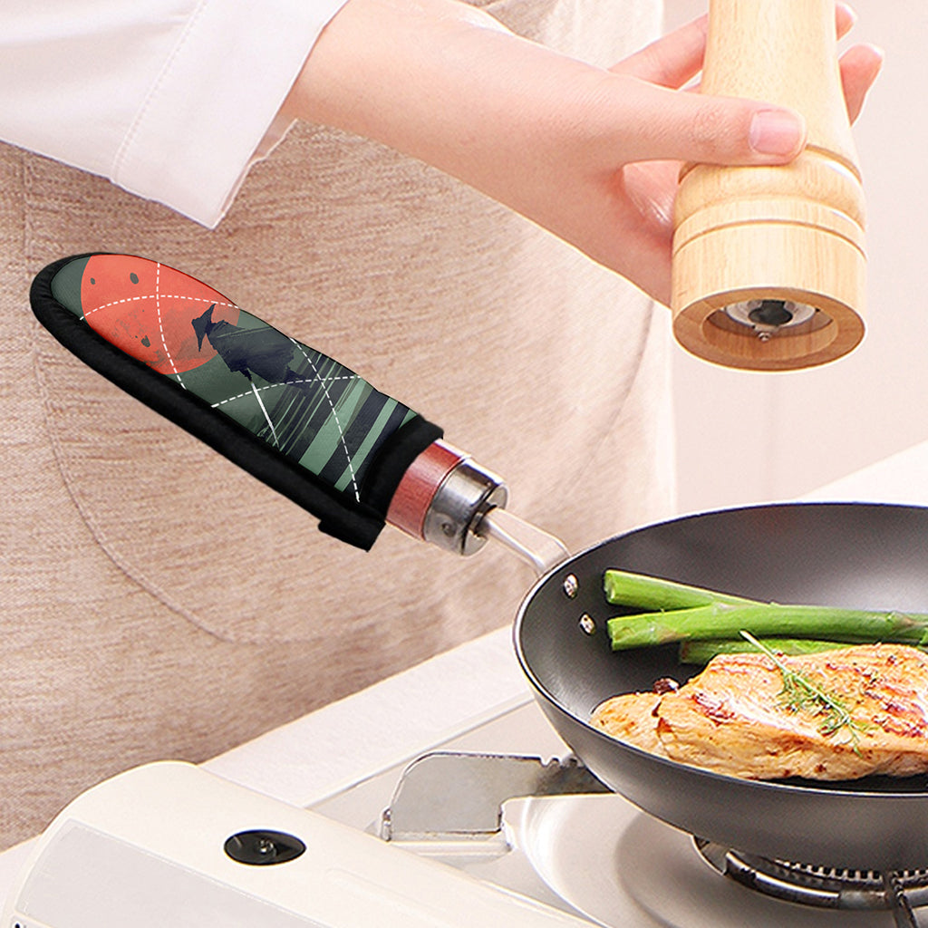 Red Moon Samurai Print Skillet Handle Cover