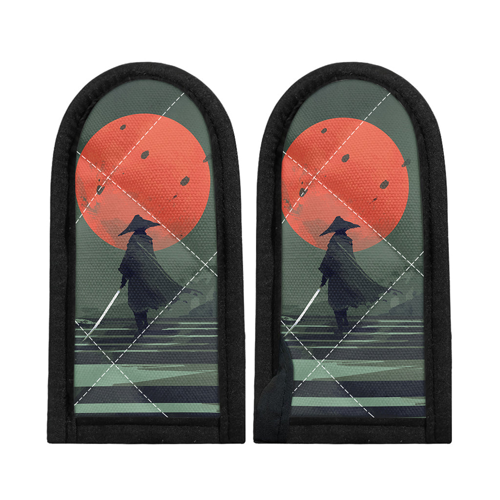 Red Moon Samurai Print Skillet Handle Cover