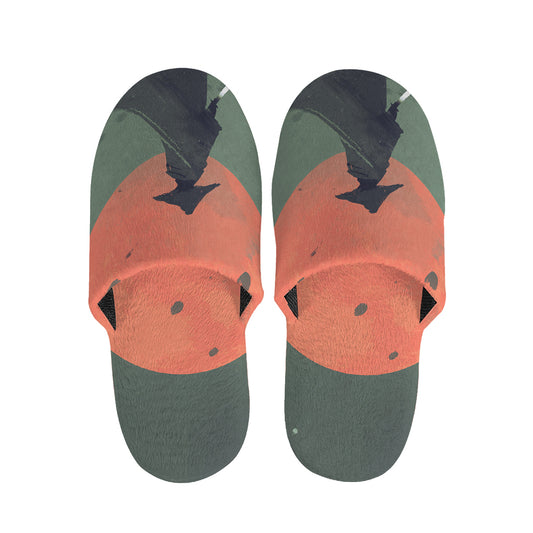 Red Moon Samurai Print Slippers