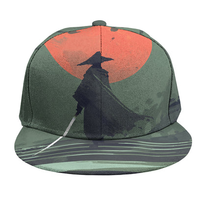 Red Moon Samurai Print Snapback Cap