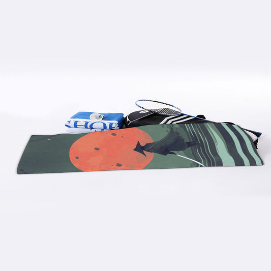 Red Moon Samurai Print Sports Towel