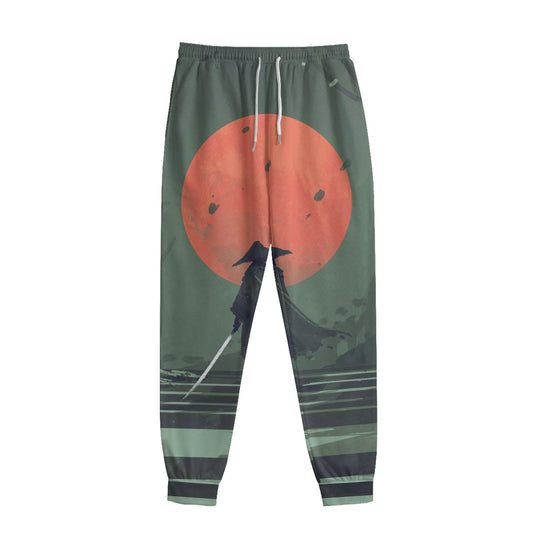 Red Moon Samurai Print Sweatpants