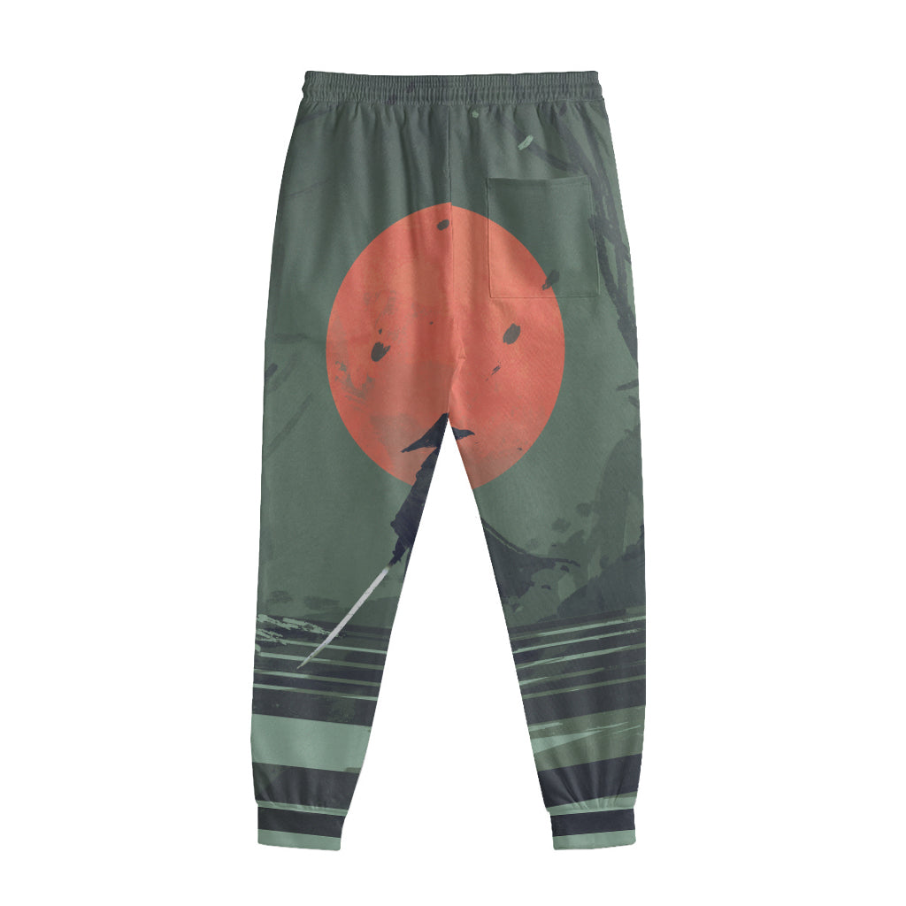 Red Moon Samurai Print Sweatpants