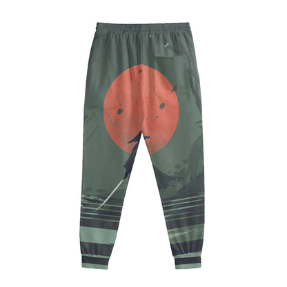 Red Moon Samurai Print Sweatpants