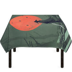 Red Moon Samurai Print Tablecloth