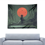 Red Moon Samurai Print Tapestry