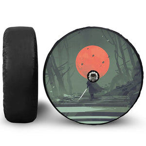 Red Moon Samurai Print Tire Cover With Camera Hole