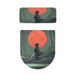 Red Moon Samurai Print Toilet Lid And Tank Cover Set