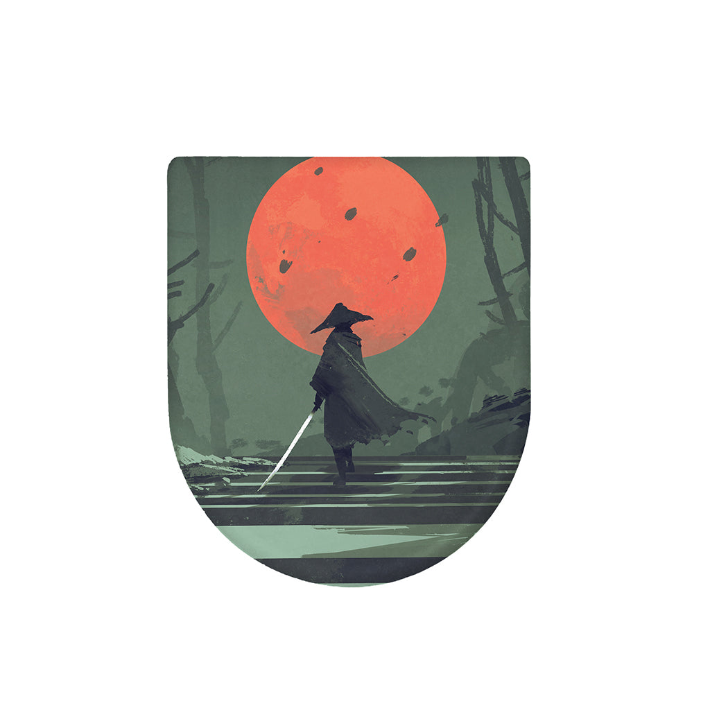 Red Moon Samurai Print Toilet Lid Cover