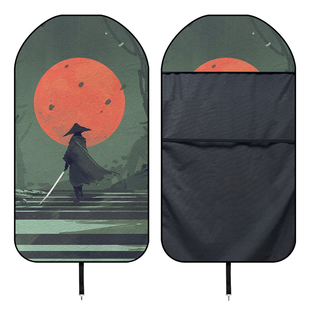 Red Moon Samurai Print Waterproof Car Seat Cover