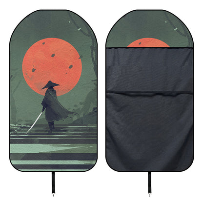 Red Moon Samurai Print Waterproof Car Seat Cover