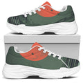 Red Moon Samurai Print White Chunky Shoes