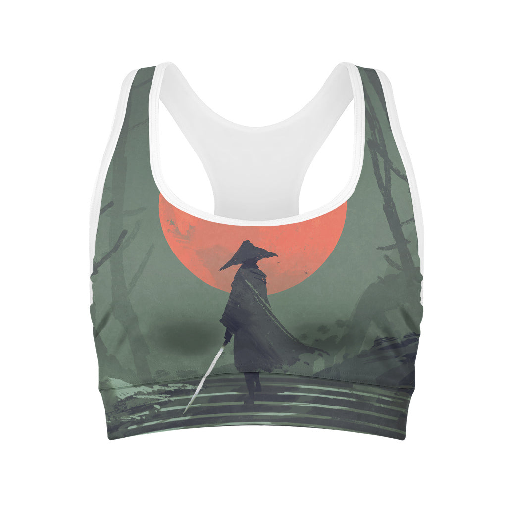 Red Moon Samurai Print Women's Sports Bra