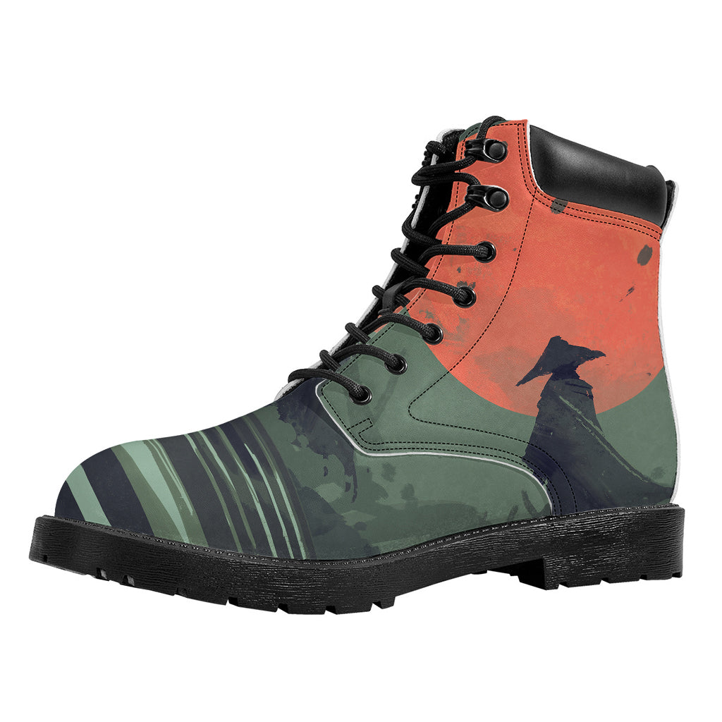 Red Moon Samurai Print Work Boots