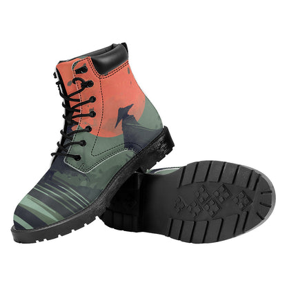 Red Moon Samurai Print Work Boots