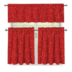 Red (NOT Real) Glitter Print 3 Piece Kitchen Curtains