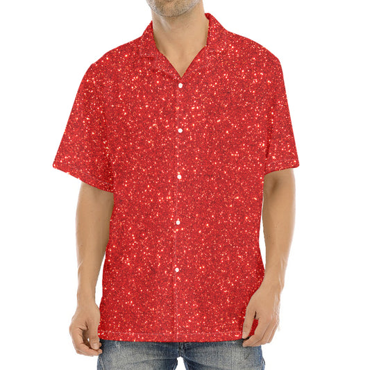 Red (NOT Real) Glitter Print Aloha Shirt