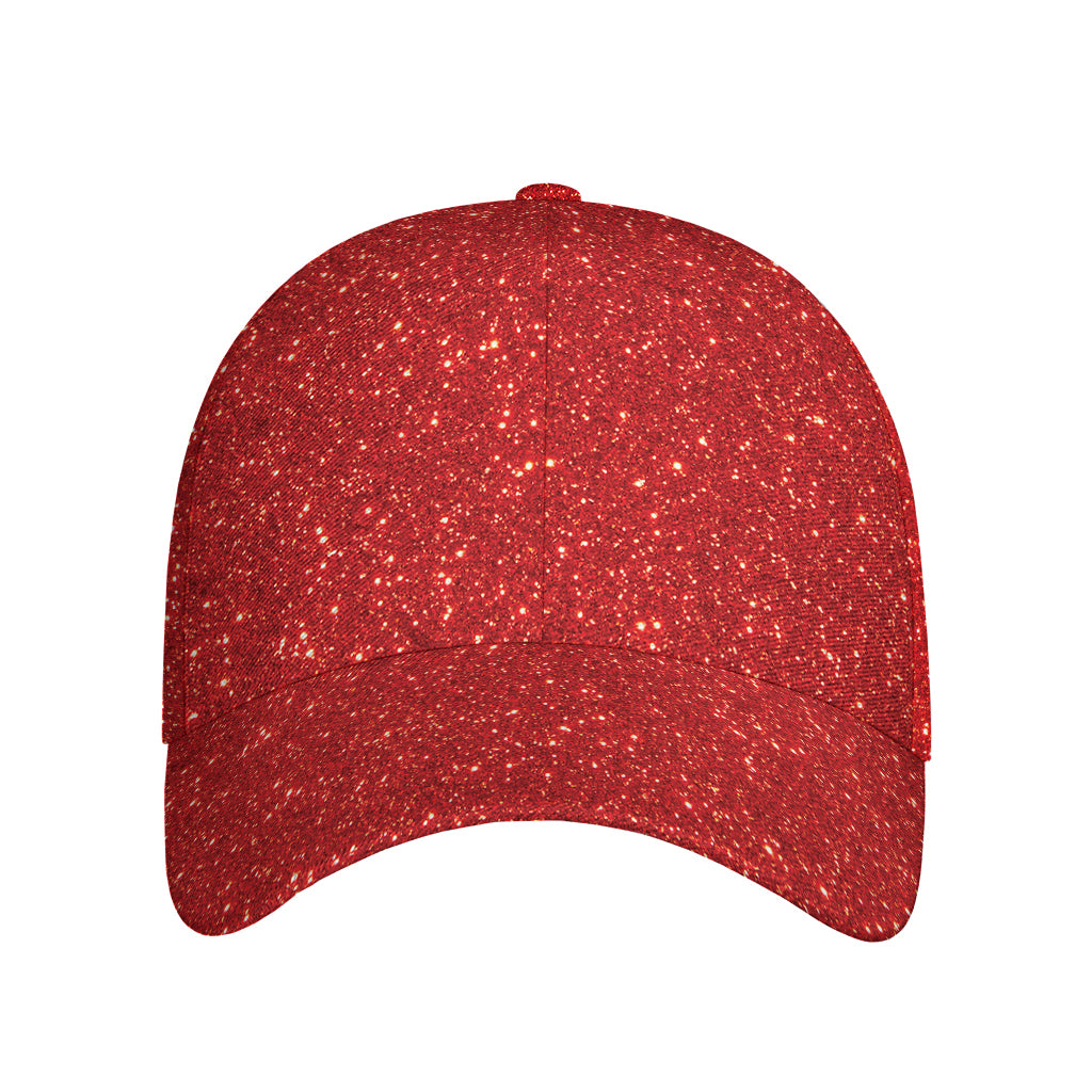 Red (NOT Real) Glitter Print Baseball Cap