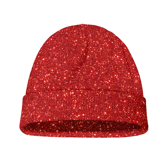 Red (NOT Real) Glitter Print Beanie