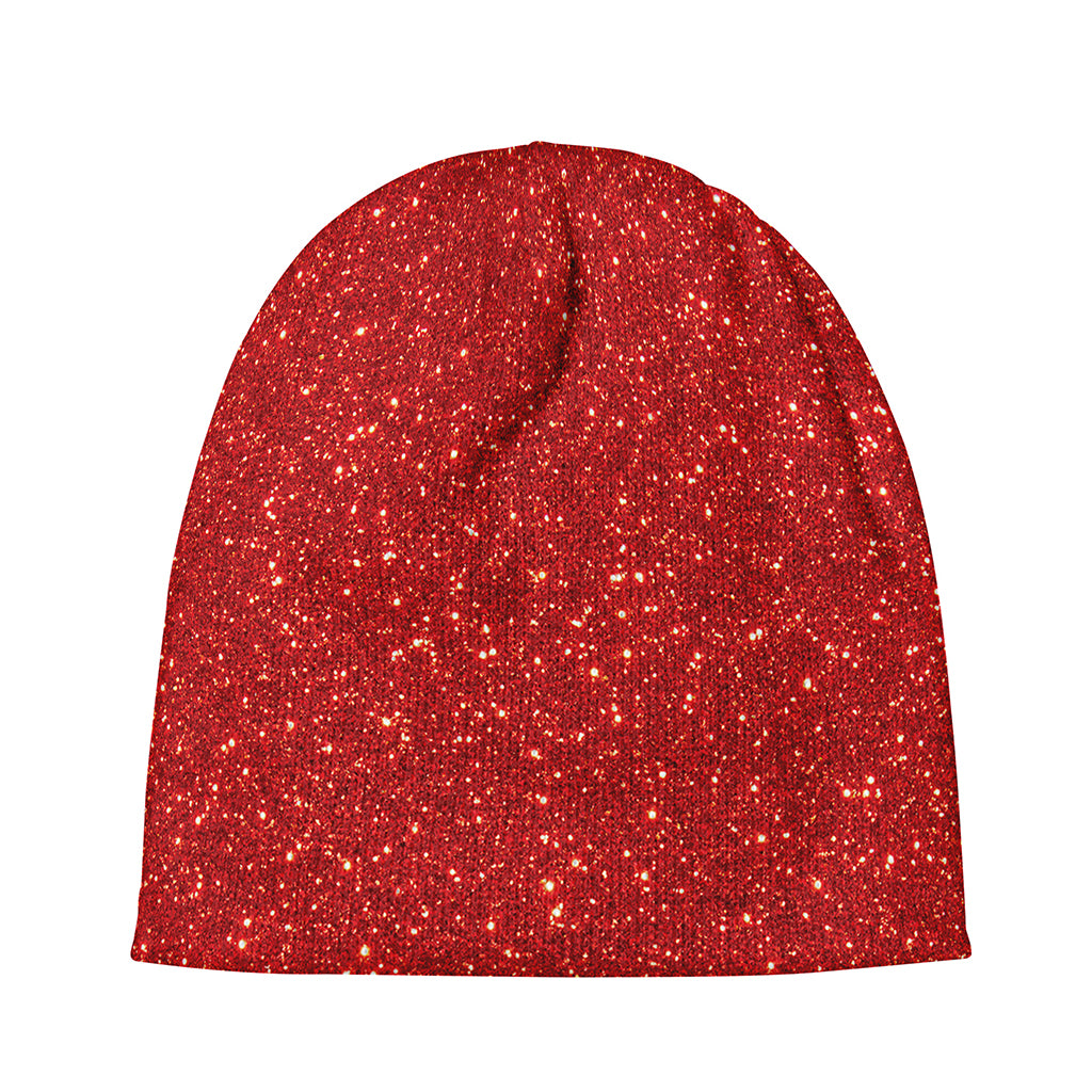 Red (NOT Real) Glitter Print Beanie