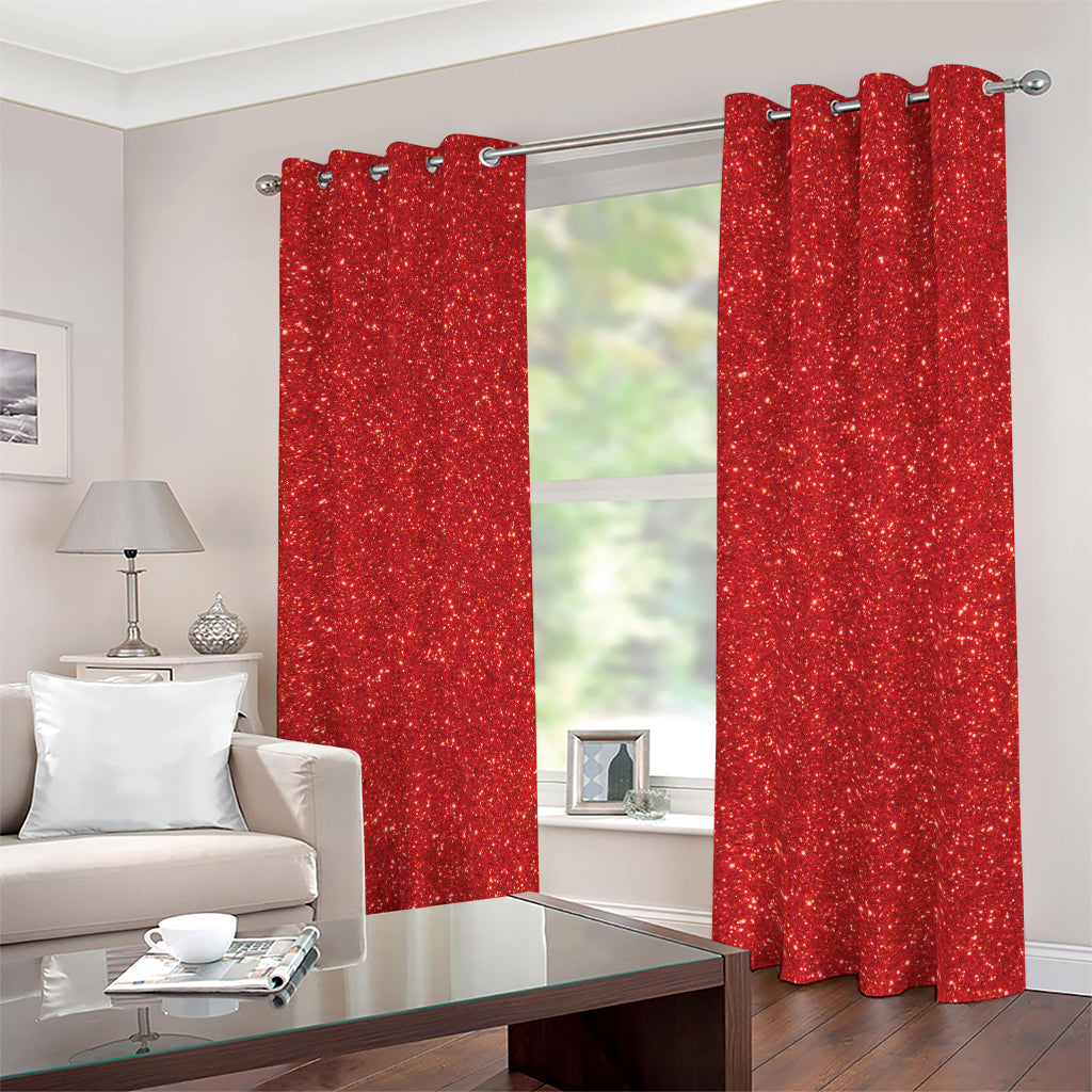 Red (NOT Real) Glitter Print Blackout Grommet Curtains