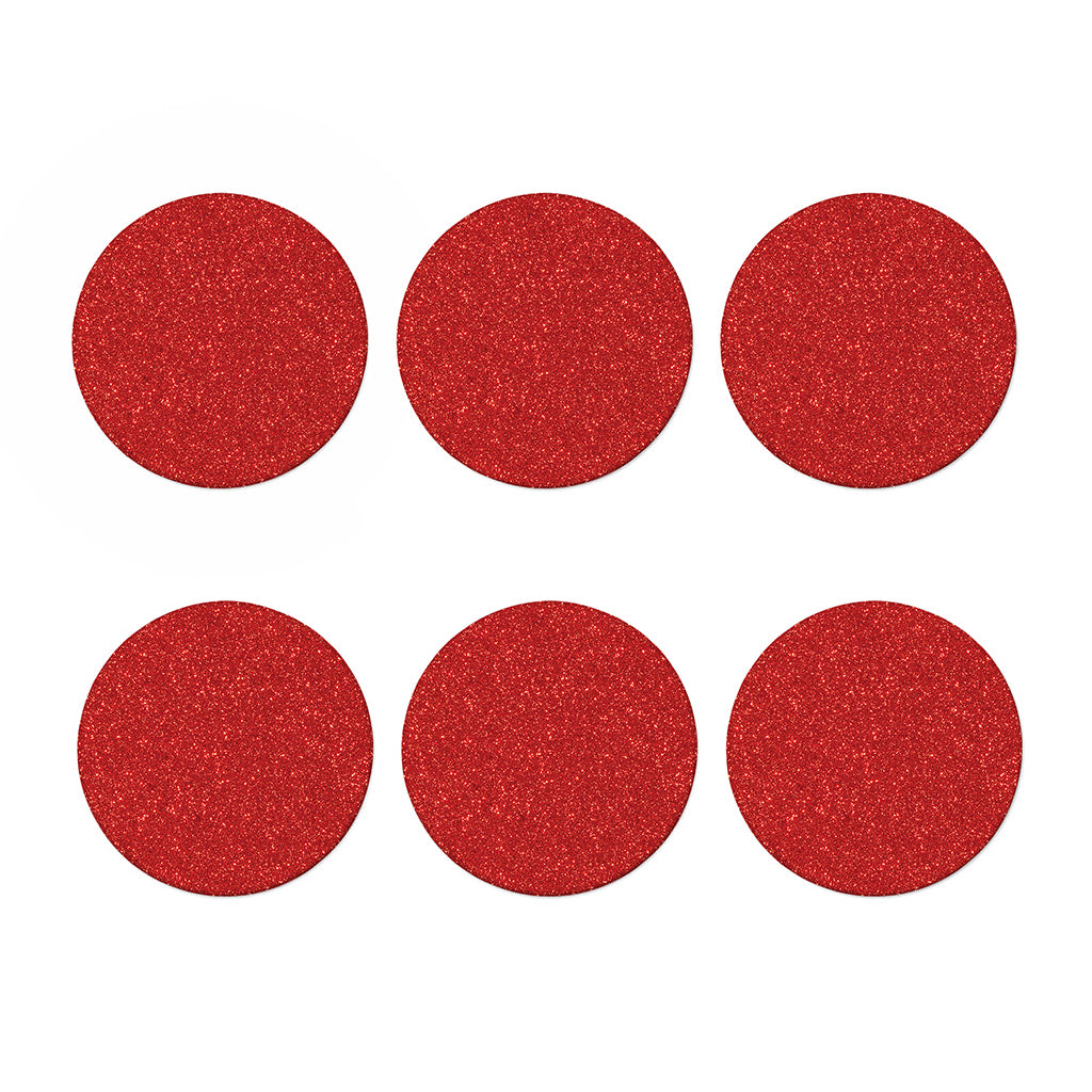 Red (NOT Real) Glitter Print Coaster Set