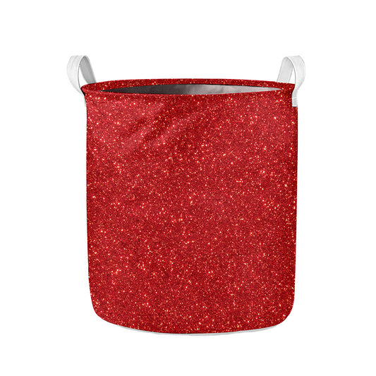 Red (NOT Real) Glitter Print Collapsible Laundry Basket