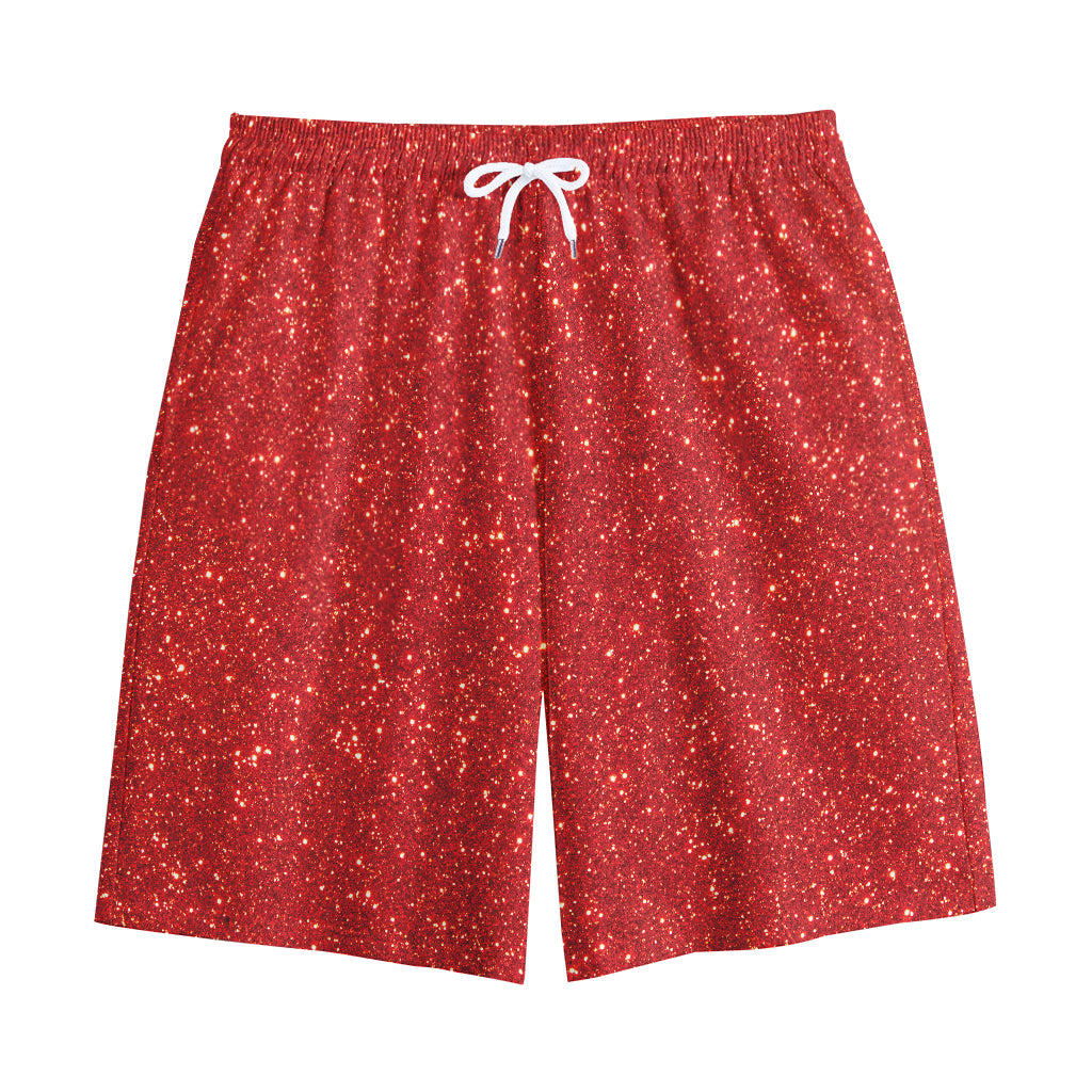 Red (NOT Real) Glitter Print Cotton Shorts