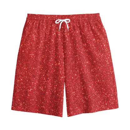 Red (NOT Real) Glitter Print Cotton Shorts