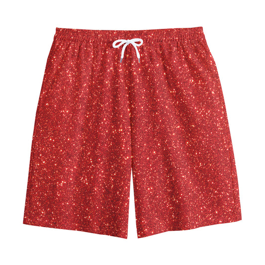 Red (NOT Real) Glitter Print Cotton Shorts