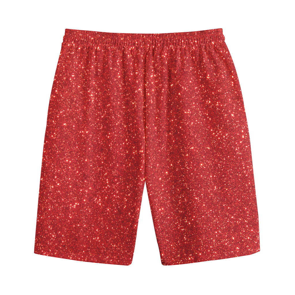 Red (NOT Real) Glitter Print Cotton Shorts