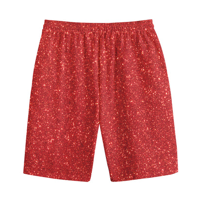 Red (NOT Real) Glitter Print Cotton Shorts