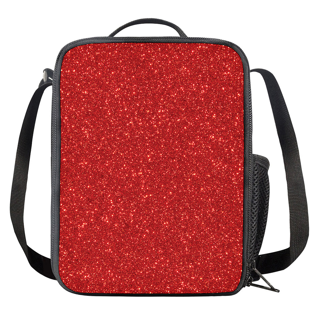 Red (NOT Real) Glitter Print Crossbody Lunch Bag