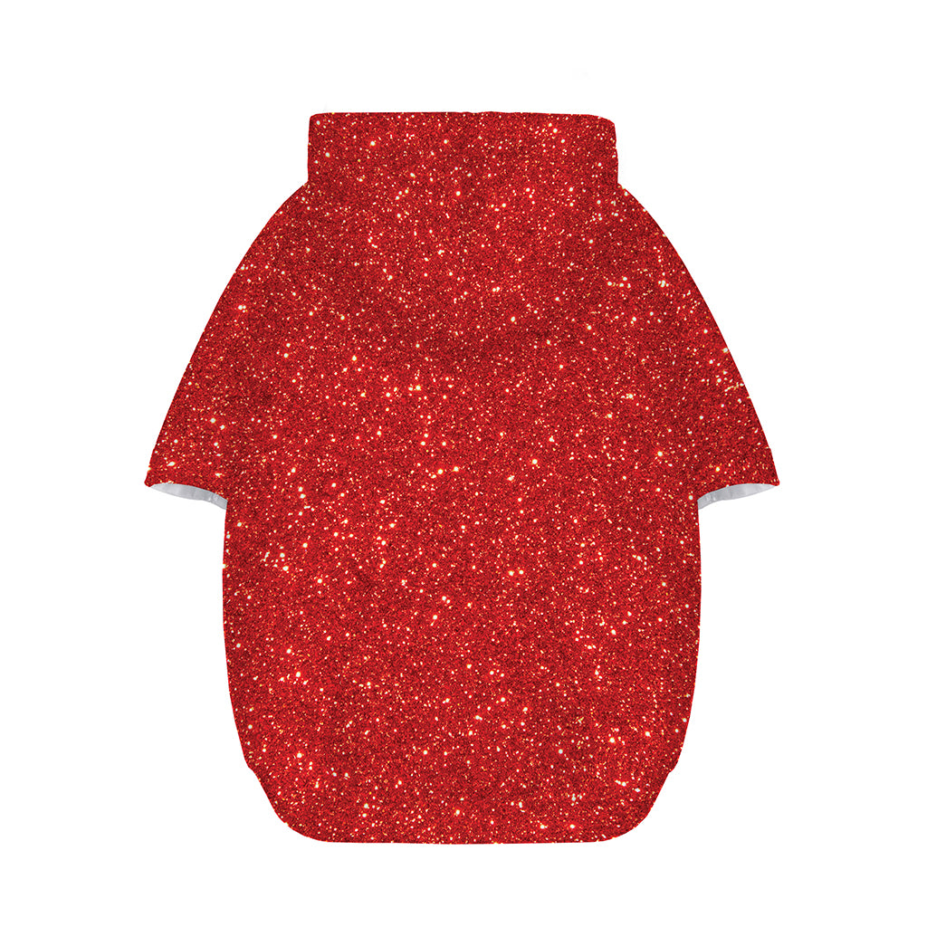 Red (NOT Real) Glitter Print Dog Zip Up Hoodie