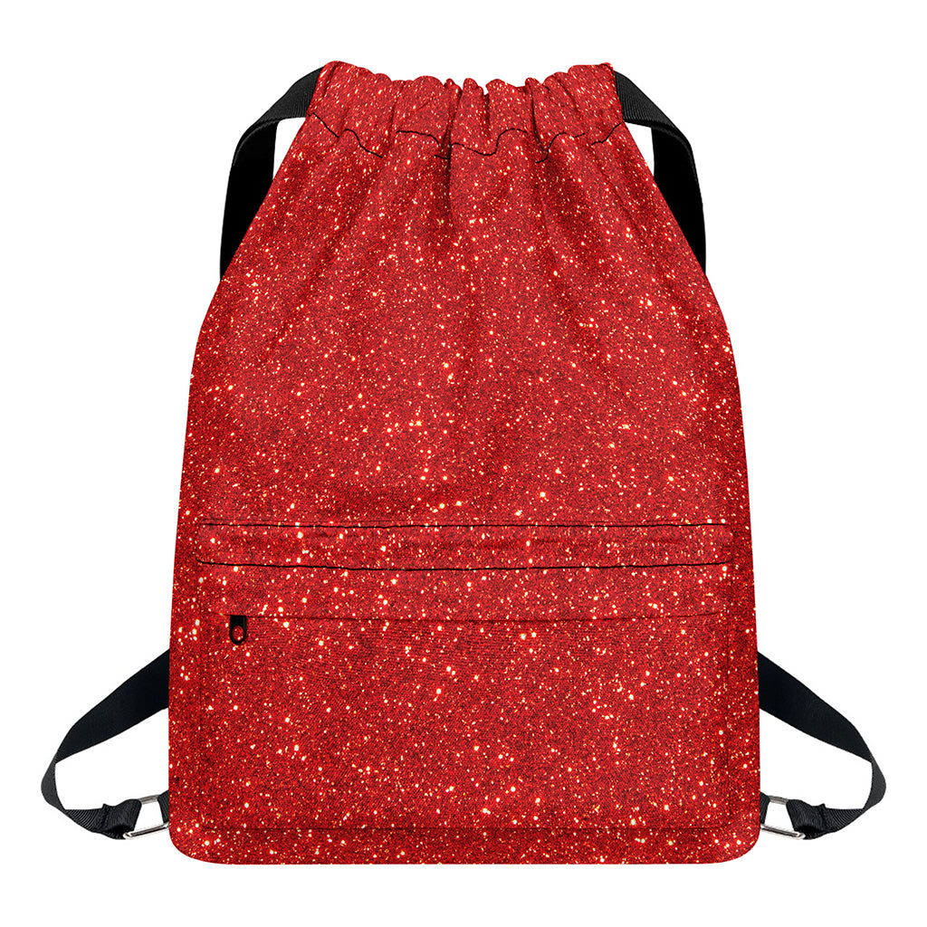 Red (NOT Real) Glitter Print Drawstring Backpack
