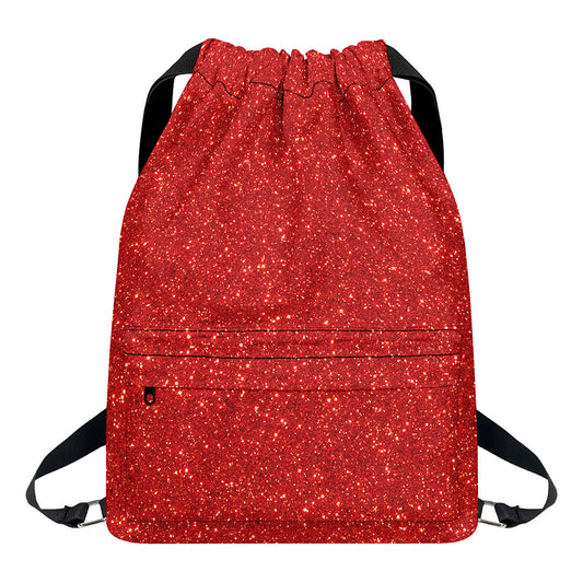 Red (NOT Real) Glitter Print Drawstring Backpack