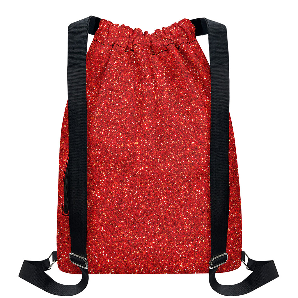 Red (NOT Real) Glitter Print Drawstring Backpack