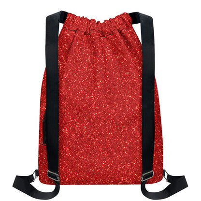 Red (NOT Real) Glitter Print Drawstring Backpack