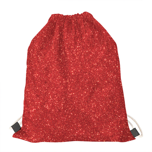 Red (NOT Real) Glitter Print Drawstring Bag