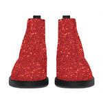 Red (NOT Real) Glitter Print Flat Ankle Boots