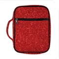 Red (NOT Real) Glitter Print Front Pocket Bible Bag
