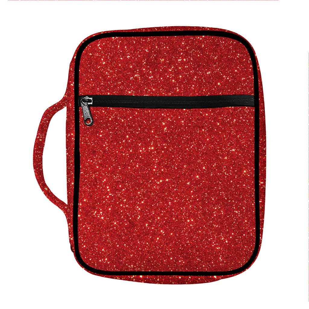 Red (NOT Real) Glitter Print Front Pocket Bible Bag