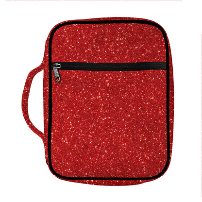 Red (NOT Real) Glitter Print Front Pocket Bible Bag