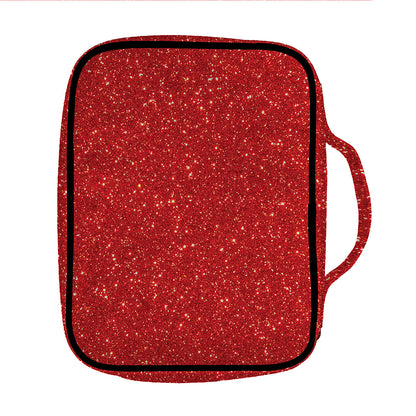 Red (NOT Real) Glitter Print Front Pocket Bible Bag