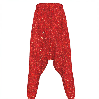 Red (NOT Real) Glitter Print Hammer Pants